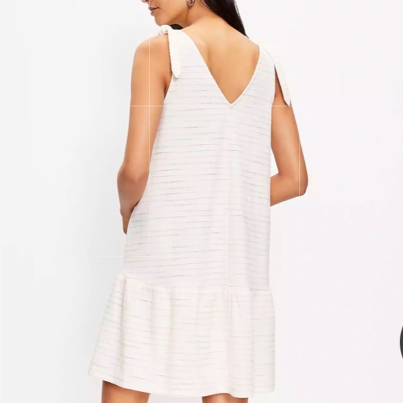 🆕 Loft Tall Bow Strap Button Flounce Dress - Picture 3 of 3